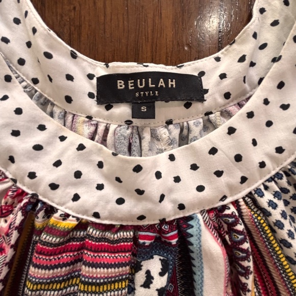 Beulah oversize boho flowy multiprint patchwork pullover blouse size S - Picture 10 of 13